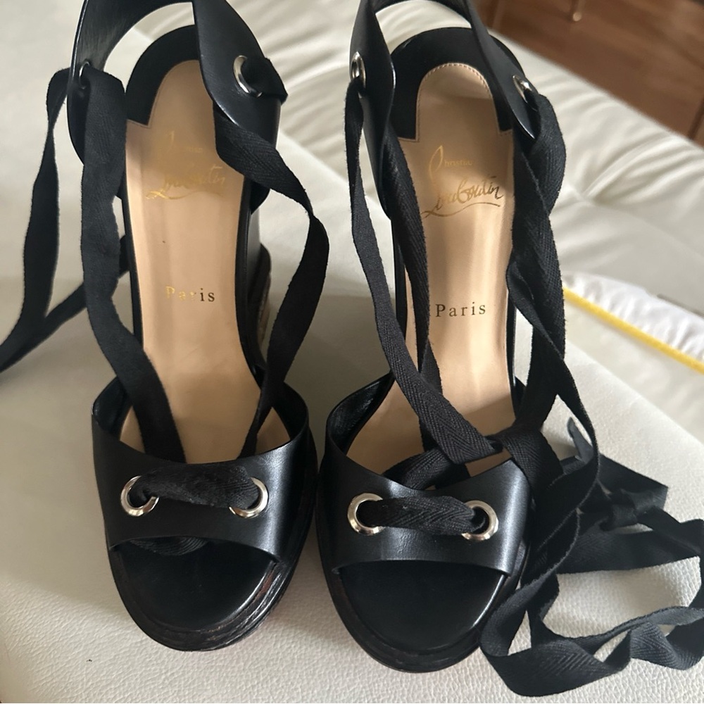 Christian Louboutin Black Ribbon Heels